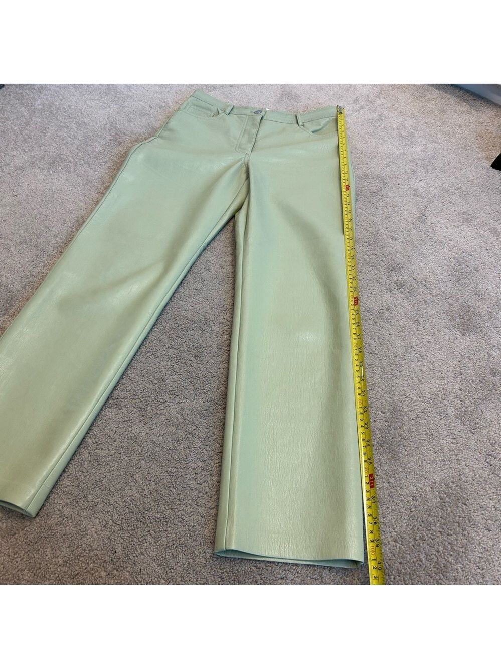 Aritzia Wilfred light green Melina pants faux leather pleather vegan Sz 6 - Picture 7 of 11